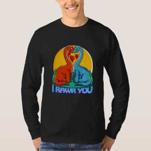 Cute Dino I Rawr You Brachiosaurus Love Heart Vale T-Shirt