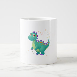 cute dino in space large coffee mug