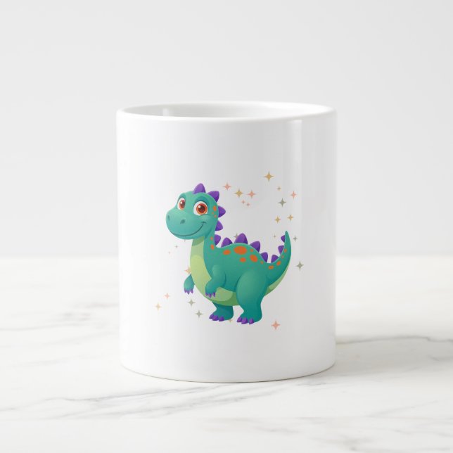 cute dino in space large coffee mug (Front)