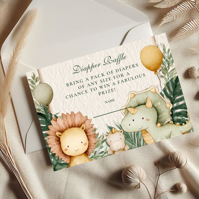 Cute Dino Jungle Diapper Raffle Enclosure Card (Creator Uploaded)