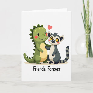 Cute Dino Lemur Friends Forever Card