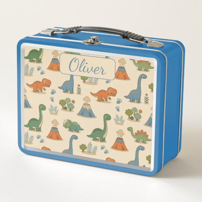 Cute Dino  Metal Lunch Box (Front)