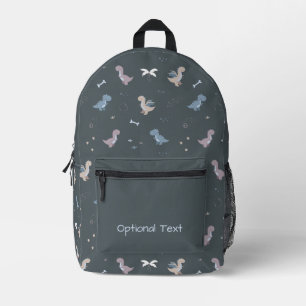 Cute Dino Patern Bluish Grey Printed Backpack