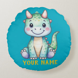 Cute Dino Personalised Round Cushion