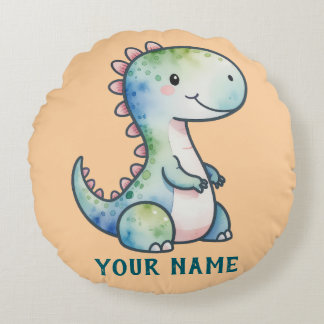 Cute Dino Personalised Round Cushion