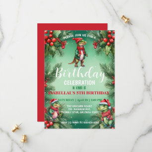 Cute dino Santa Christmas birthday snow party boys Save The Date