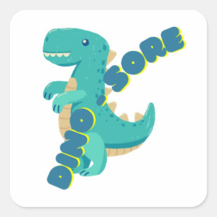 Cute dino square sticker