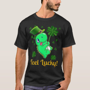 Cute Dino St Patrick's Day 2022 Feel Lucky T-Shirt