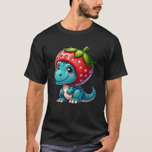 Cute Dino T-Rex Strawberry Fruity Hat Quirky T-Shirt