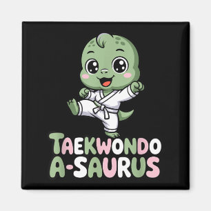 Cute Dino Taekwondo Martial Arts Humour Magnet