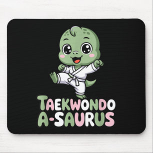 Cute Dino Taekwondo Martial Arts Humour Mouse Pad