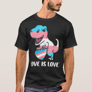 Cute Dino Trex Rainbow Heart Lgbt Transgender Prid T-Shirt