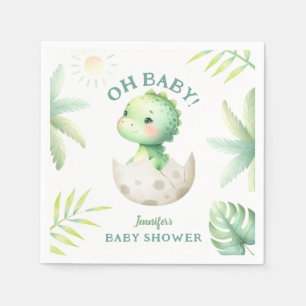 Cute Dino Tropical Dinosaur Baby Shower  Napkin