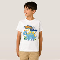 Cute Dino Vibes Blue Stegosaurus Kids T-Shirt