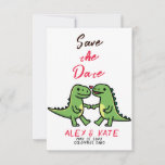 Cute Dino Wedding Save the Date Announcement<br><div class="desc">Save The Date with watercolor Cute and Funny Dinosaur Couple Wedding Personalised invites - add your own details to these adorable invitations with this greenery dino Colour palette: greenery A fun save the date announcement for the soon to be Mr. and Mrs. Personalise this funny wedding postcard with the happy...</div>