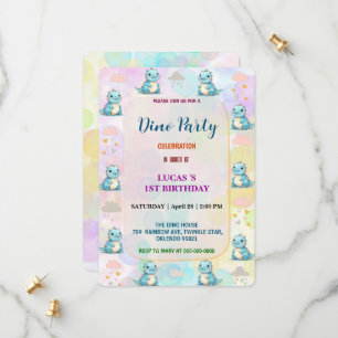 Cute DIno wildflower Dinosaurs 1st Birthday party  Save The Date
