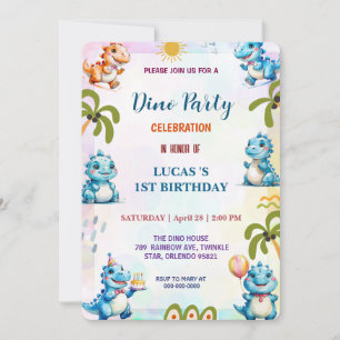 Cute DIno wildflower Dinosaurs 1st Birthday party  Save The Date