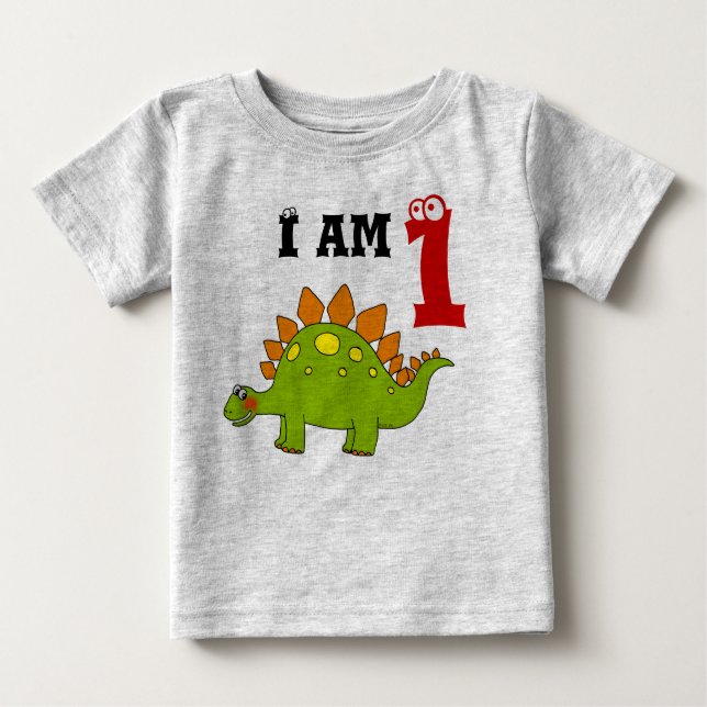 Cute Dinosaur 1st Birthday Baby T-Shirt (Front)