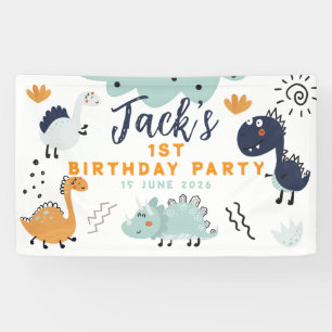Cute Dinosaur 1st Birthday Party Banner