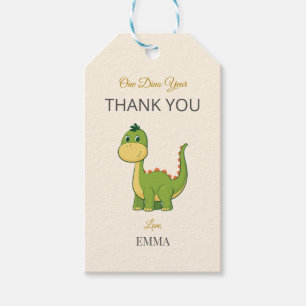 Cute Dinosaur 1st Birthday Thank You Gift Tags