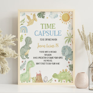 Cute Dinosaur 1st Birthday Time Capsule Sign