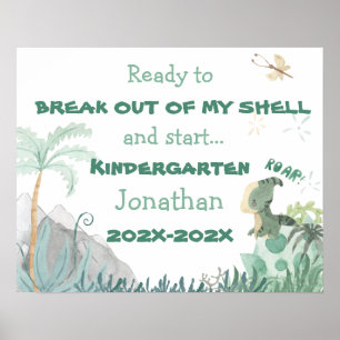 Cute Dinosaur 1st Day of School Photo Op Sign