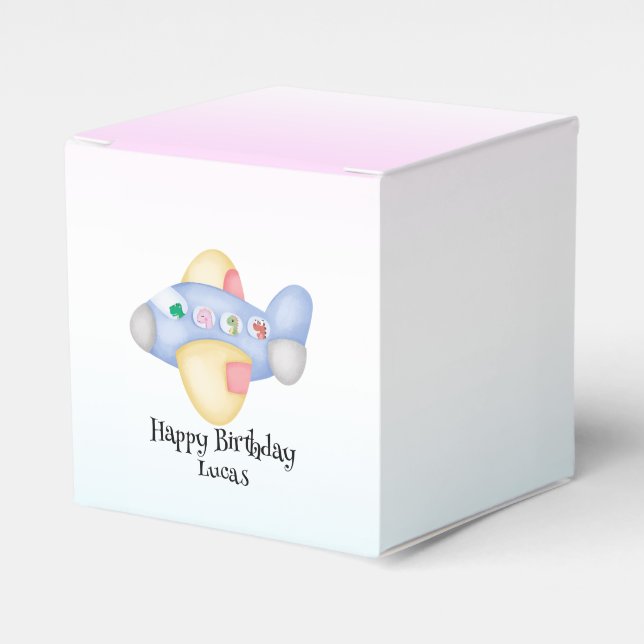 Cute dinosaur aeroplane Student kids Birthday part Favour Box (Front Side)