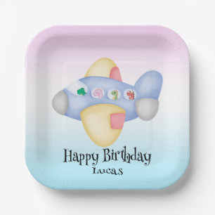 Cute dinosaur aircraft Student kids Birthday party Paper Plate