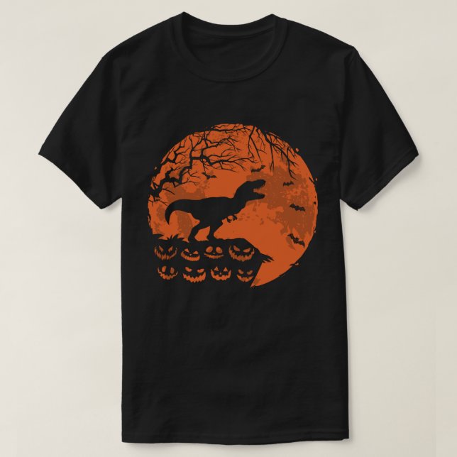 Cute Dinosaur And Moon Funny Halloween Costume T-Shirt (Design Front)