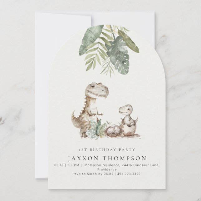 Cute Dinosaur Any Age Birthday Party Invitation (Front)