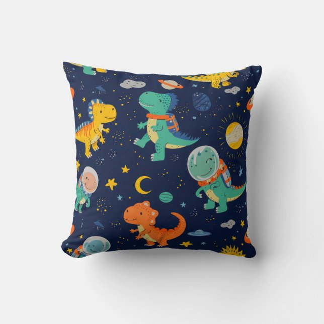 Cute Dinosaur Astronaut kids Boy Cushion (Front)