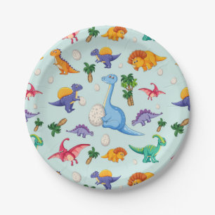 Cute Dinosaur Babies Baby Paper Plate