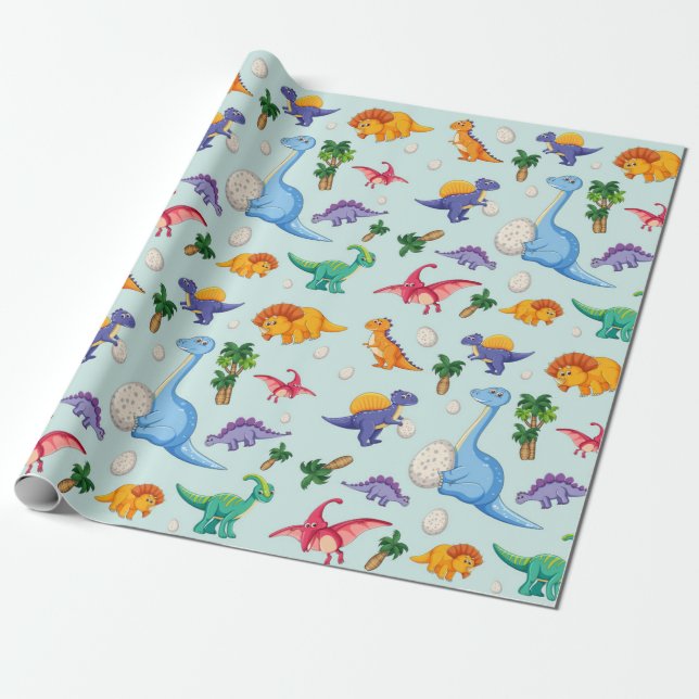 Cute Dinosaur Babies | Baby Wrapping Paper (Unrolled)