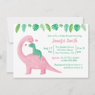 Cute Dinosaur Baby and Mum Baby Shower Invitation