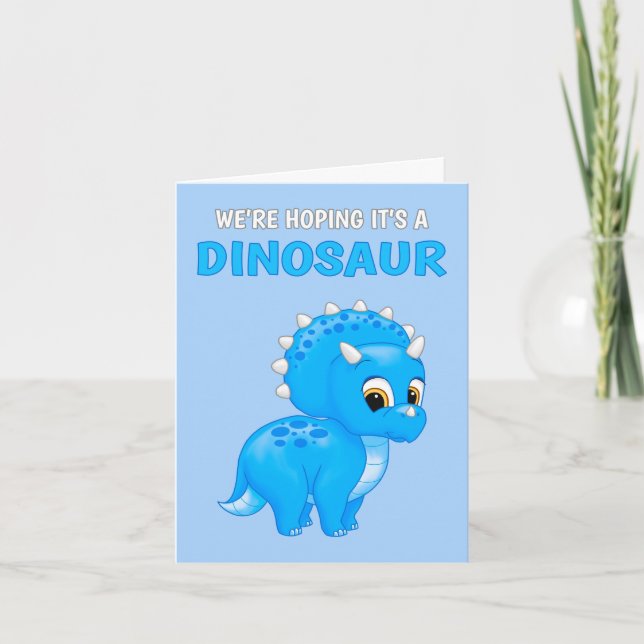 Cute Dinosaur Baby Boy Pregnancy Announcement (Front)