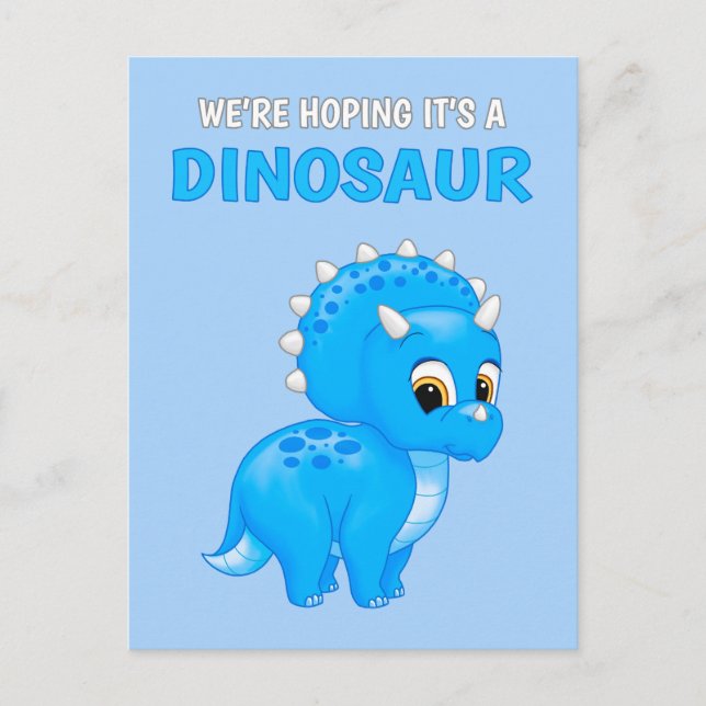 Cute Dinosaur Baby Boy Pregnancy Announcement (Front)