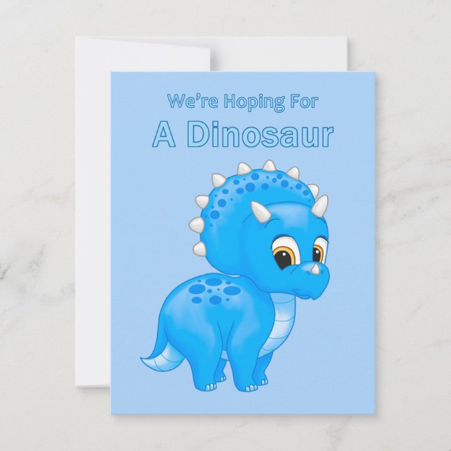 Cute Dinosaur Baby Boy Pregnancy Announcement (Front)