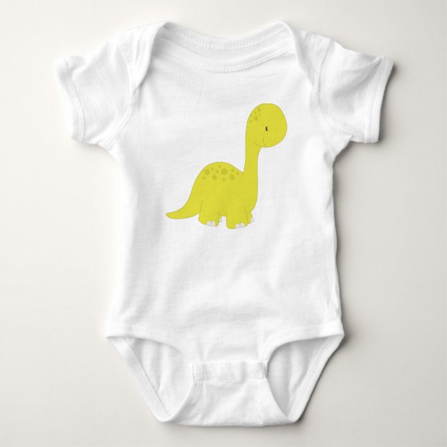 Cute Dinosaur, Baby Dinosaur, Dino, Brontosaurus Baby Bodysuit (Front)