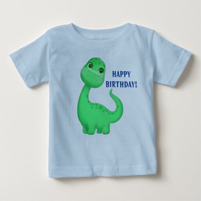 Cute Dinosaur Baby Fine Jersey Text Change T-Shirt (Front)