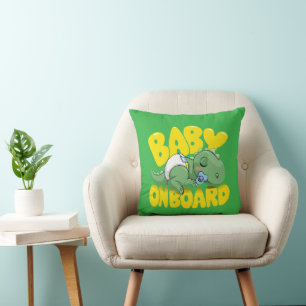 Cute Dinosaur Baby On Board Car Decal Sleeping Cushion