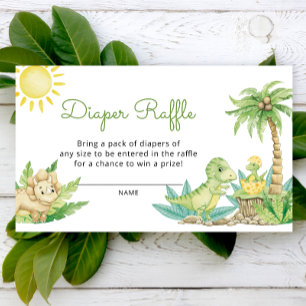 Cute Dinosaur Baby Shower Diaper Raffle Ticket Enclosure Card