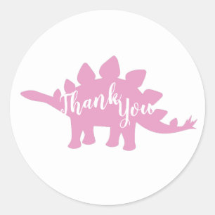 Cute Dinosaur Baby Shower Dino Pink Girl Classic Round Sticker