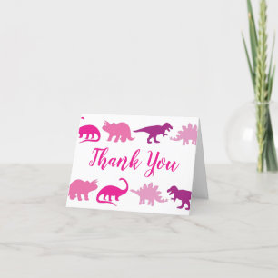 Cute Dinosaur Baby Shower Dino Pink Girl Thank You Card