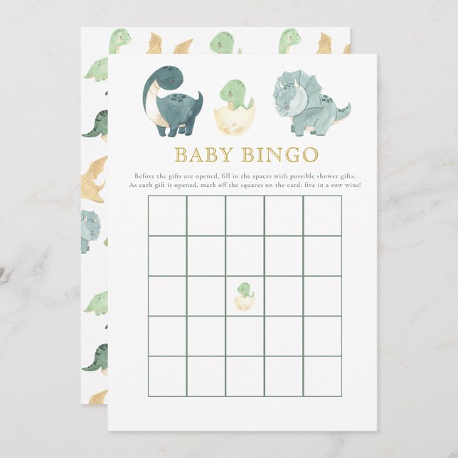Cute Dinosaur Baby Shower Game Baby Bingo Invitation (Creator Uploaded)