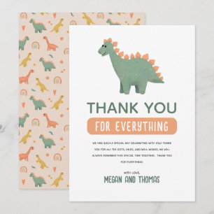 Cute Dinosaur Baby Shower Girls Thank You Card