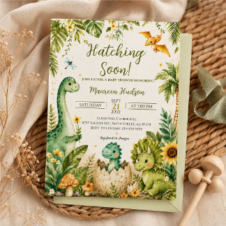 Cute Dinosaur Baby Shower Invitation
