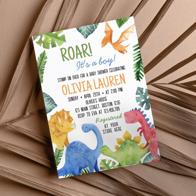 Cute Dinosaur Baby Shower Invitation (Creator Uploaded)