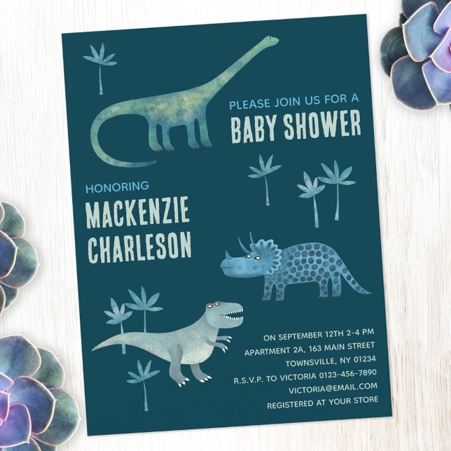Cute Dinosaur Baby Shower Invitation Postcard (Creator Uploaded)