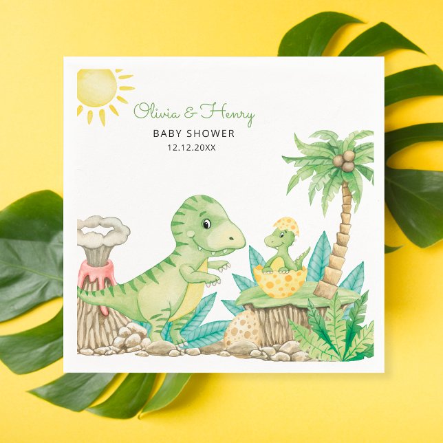 Cute Dinosaur Baby Shower Napkin (Creator Uploaded)