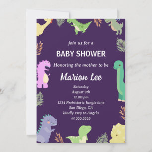 Cute Dinosaur Baby Shower Party Invitation